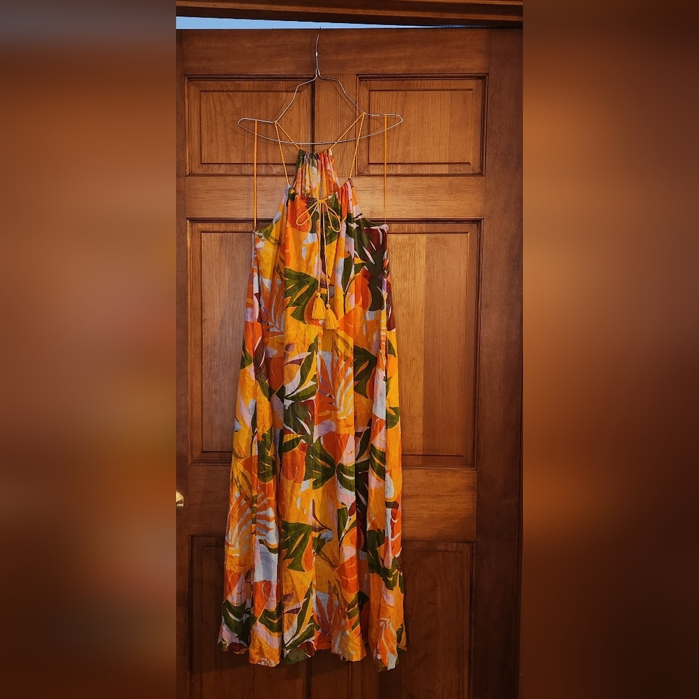 NWT California Tropical Leaf Print Midi Dress By C&C California Medium - Picture 3 of 9
